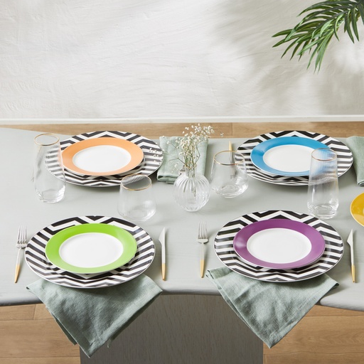 [153.03.06.9342] KARACA ZIGZAG 12 PIECE DINNER SET FOR 6 PEOPLE