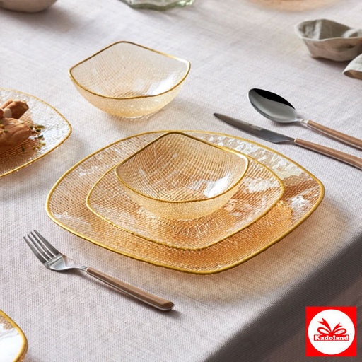 [153.03.06.9252] KARACA GOYA CREAM GLASS 18 PIECES DINNER SET FOR 6 PEOPLE