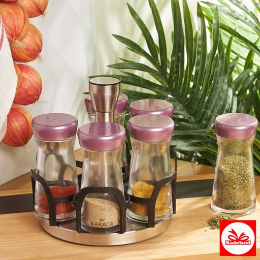 [153.03.06.5756] KARACA OCHA PURPLE ROUND 7 PIECE SPICE SET