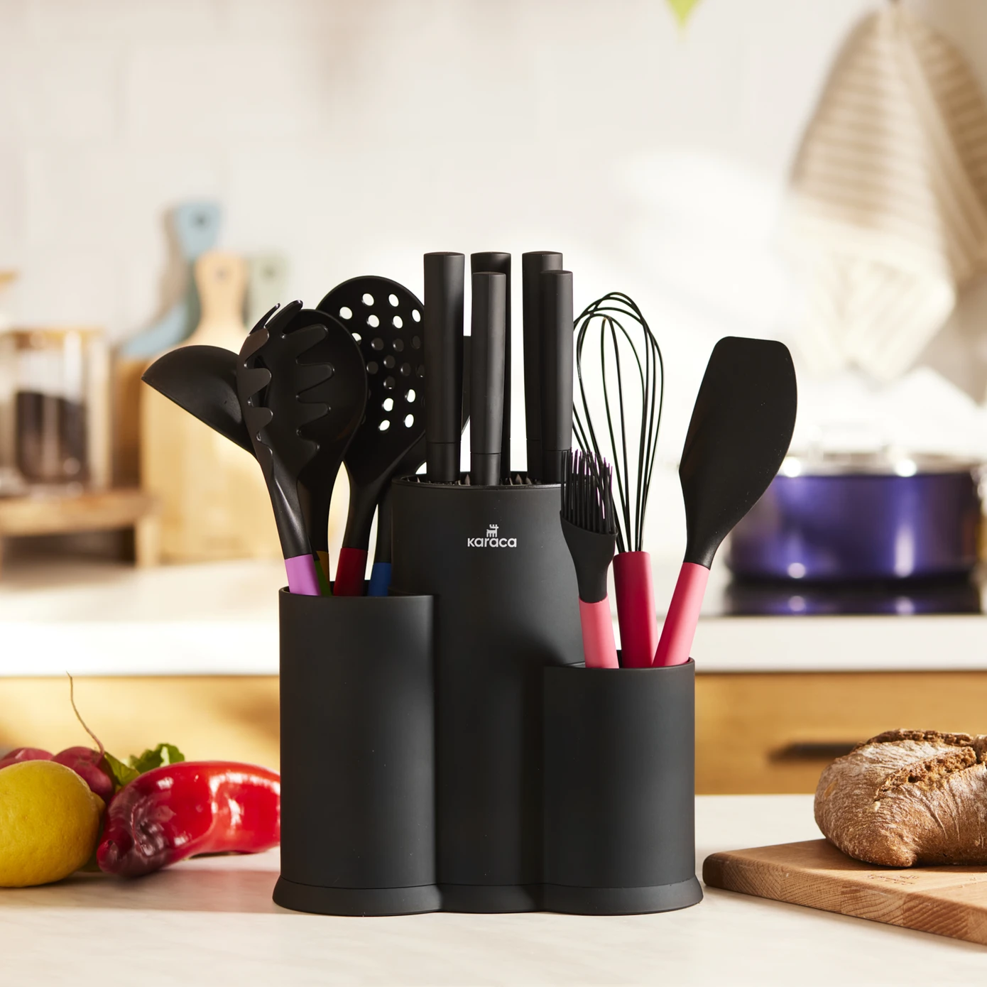 [153.03.09.0138] KARACA BURBY RAINBOW 14 PIECE KNIFE SET