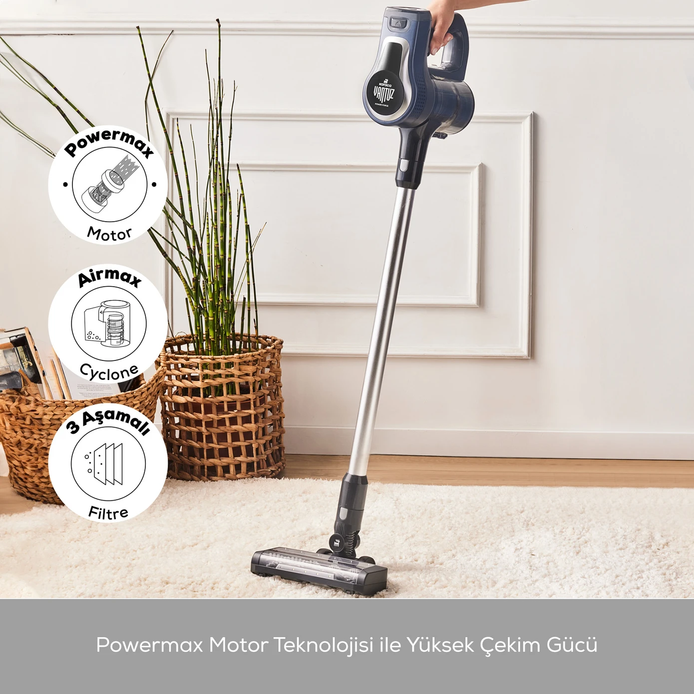 [153.09.01.2964] KARACA VANTUZ POWER FORCE MAX MIDNIGHT BLUE UPright VACUUM VACUUM
