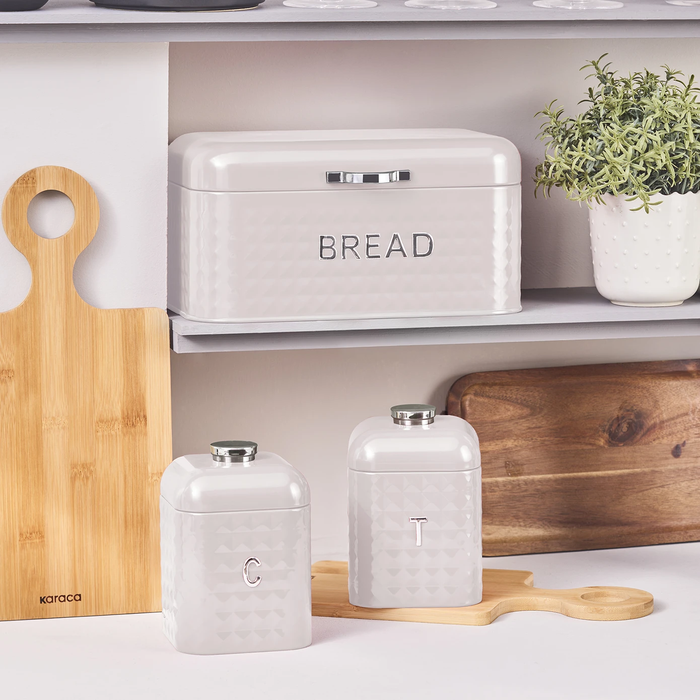 [153.09.01.4166] KARACA ELMAS BREAD BOX STORAGE CONTAINER WITH GIFT-CREAM