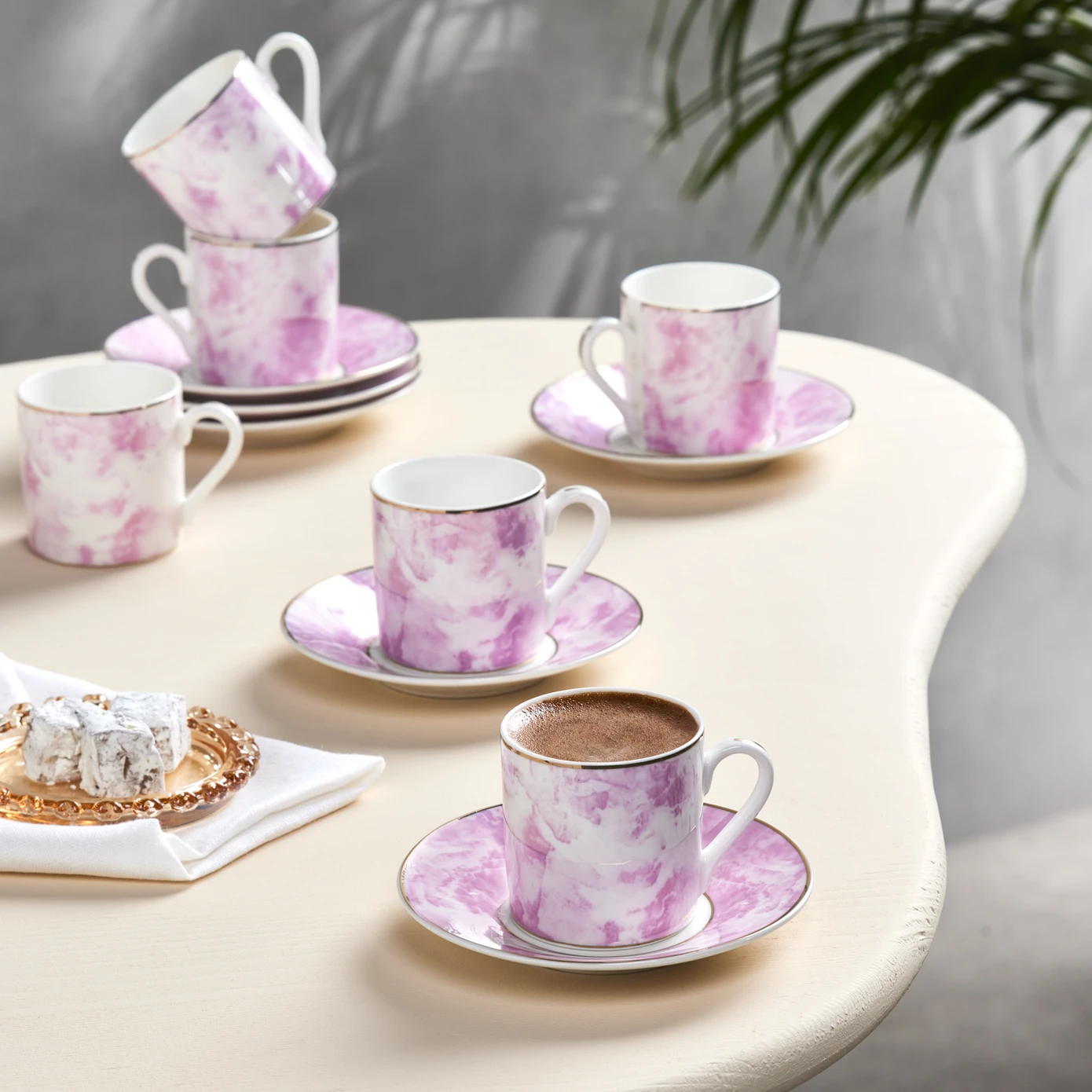 [153.09.01.2779] KARACA KUVARS PINK 80 ML COFFEE CUP FOR 6 PEOPLE