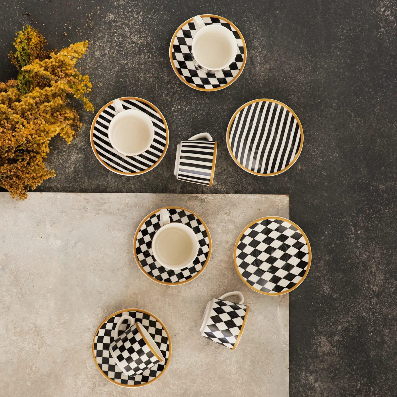 [153.03.06.6223] KARACA CHEKERS 6-CUP COFFEE CUP