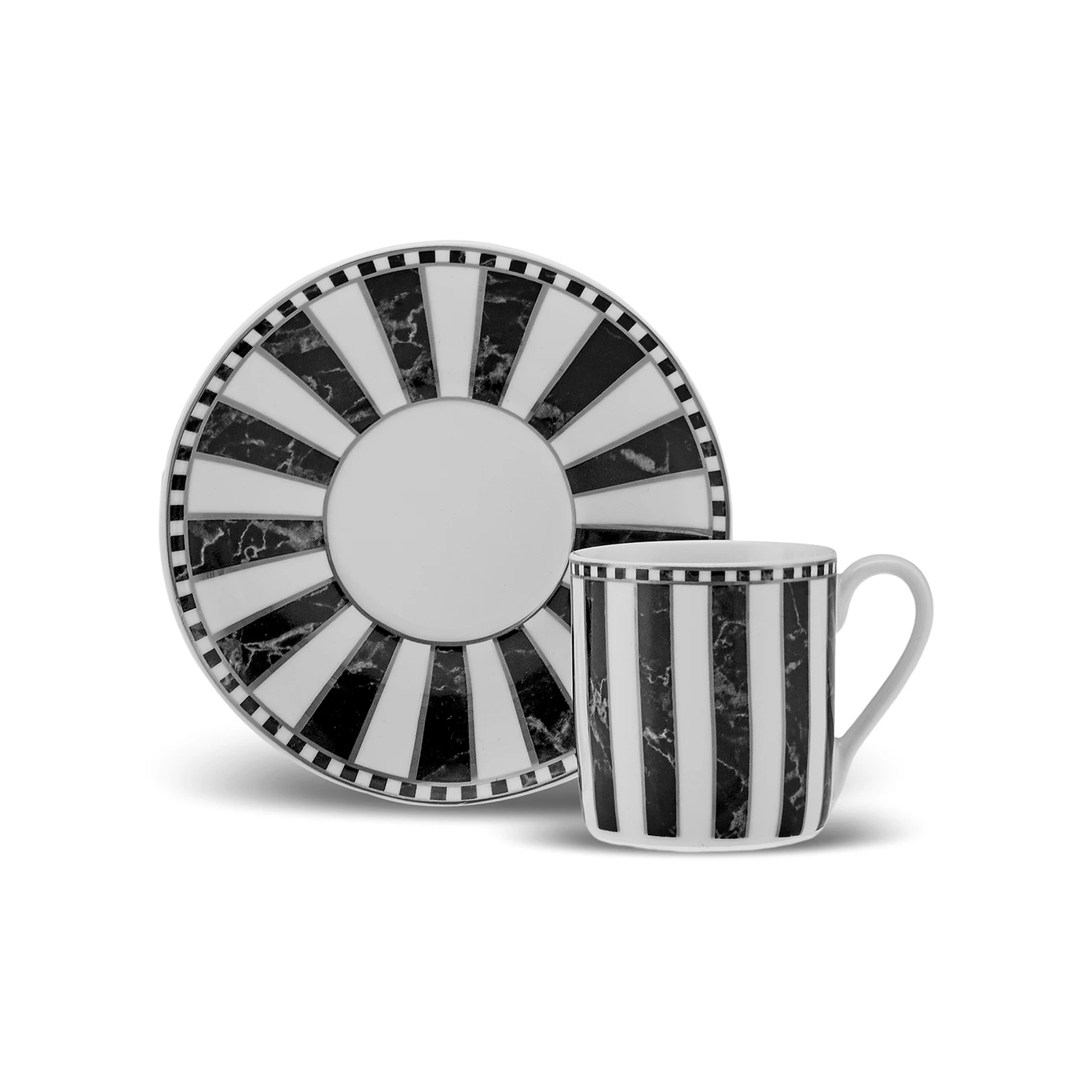 [153.03.08.3683] KARACA CHECKLED STRIPED COFFEE CUP SET 90 ML