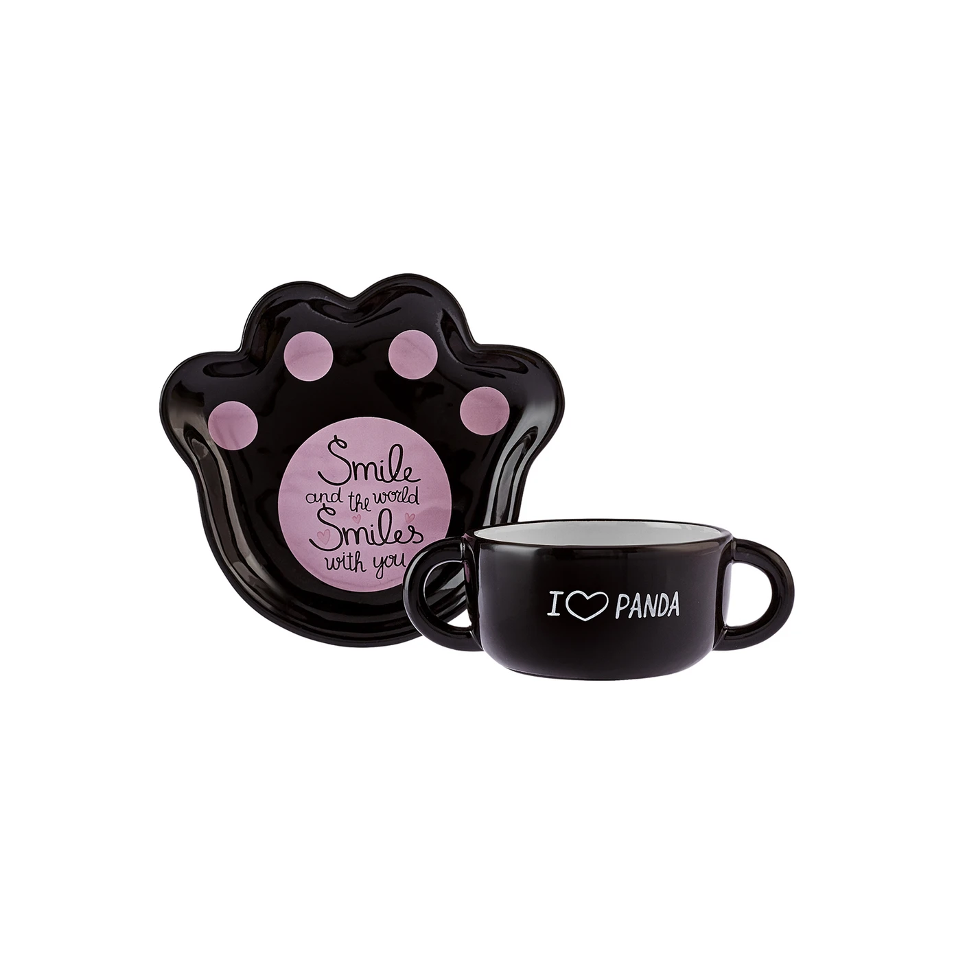 [153.03.05.0289] KARACA PANDA PLATE-BOWL FOOD SET
