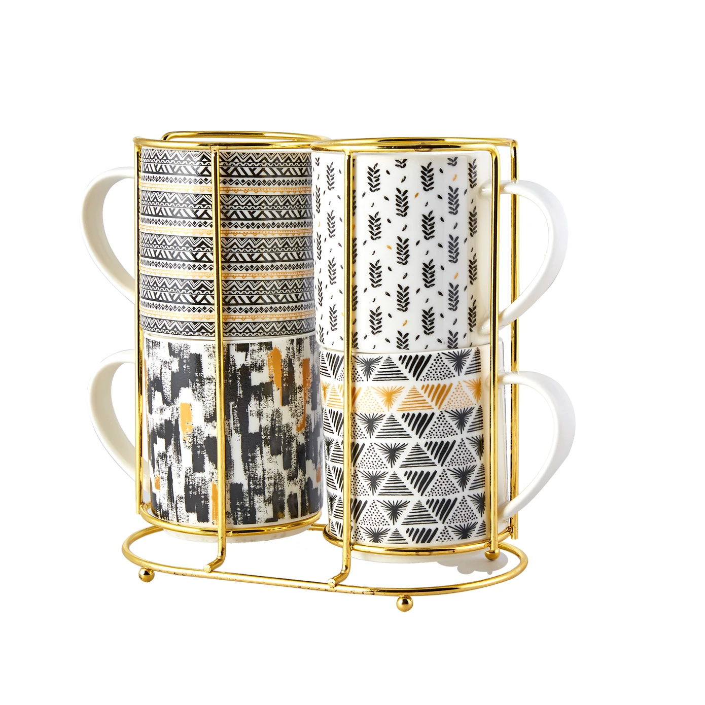 [153.03.07.7748] KARACA NIGRUM 5 PRÇ MUG SET STANDLI