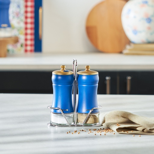 [153.03.06.8997] KARACA BLUE BERRY SALT SHAKER & PEPPER SHAKER