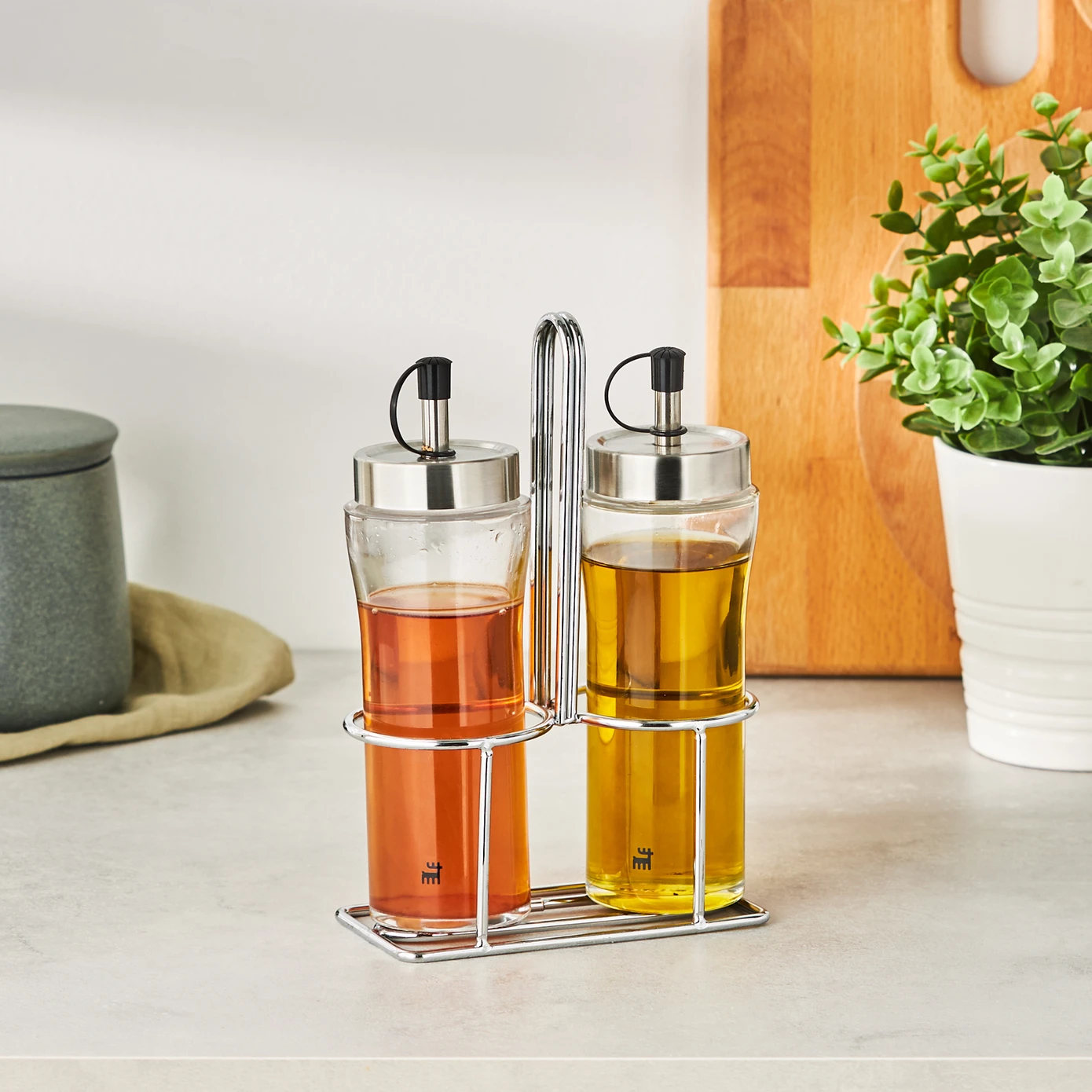 [153.03.08.3013] KARACA DANICA GLASS OIL PAN & VINEGAR