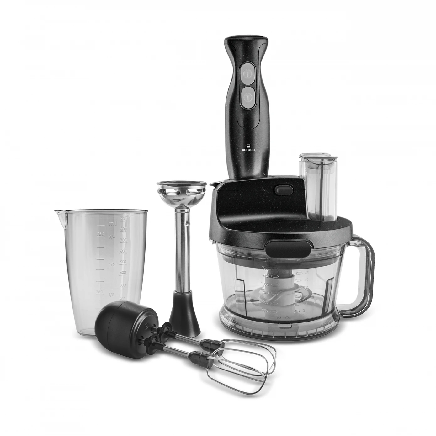[153.09.01.3895] KARACA SHINY BLACK KITCHEN PROCESSOR 2000W