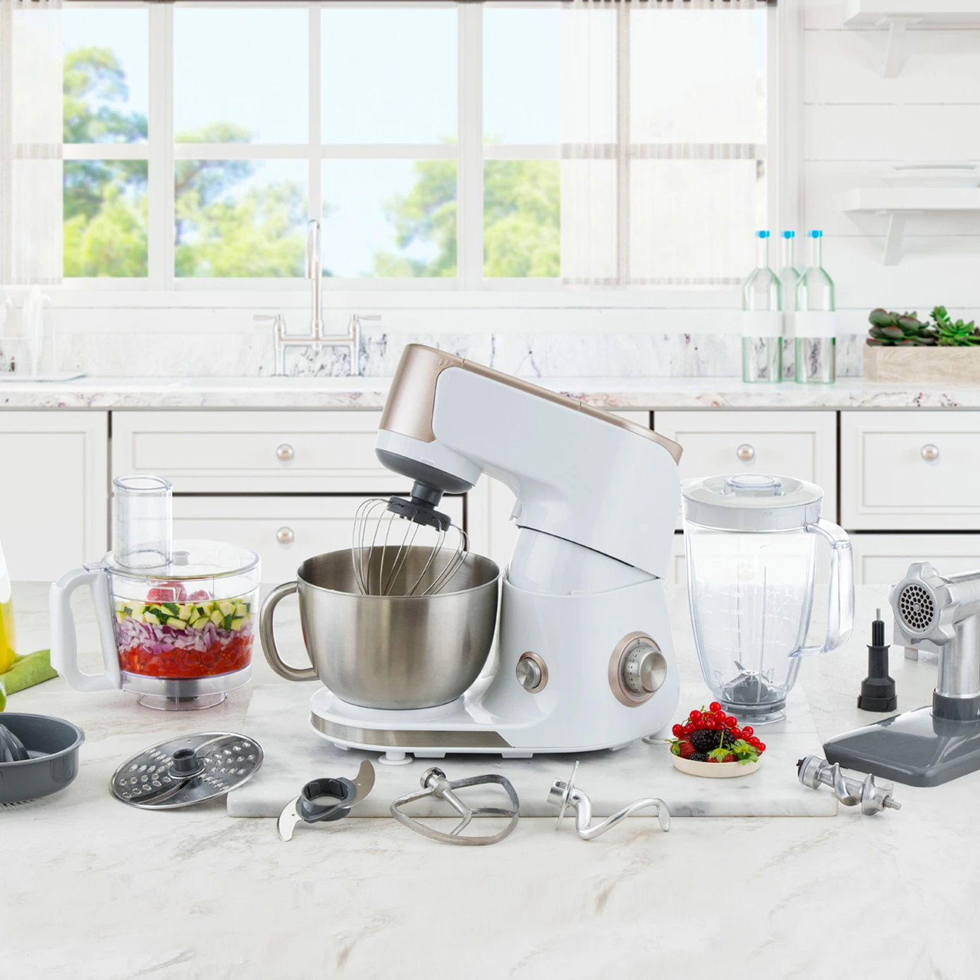 [153.01.01.2921] KARACA MAESTRO CHEF 7 IN 1 BEYAZ STAND MİKSER