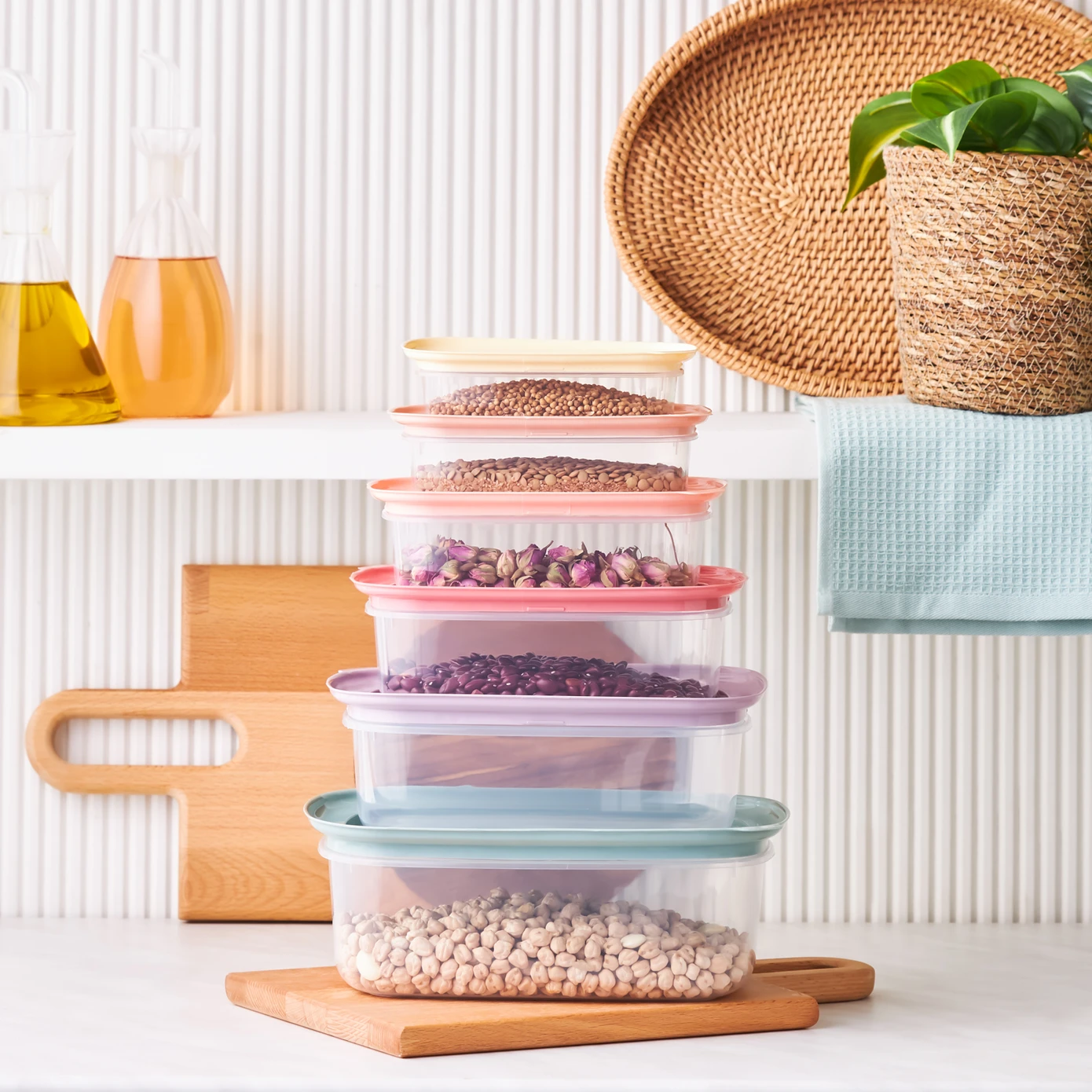 [153.03.06.1286] KARACA VICKS 6-PIECE STORAGE CONTAINER-LIGHT