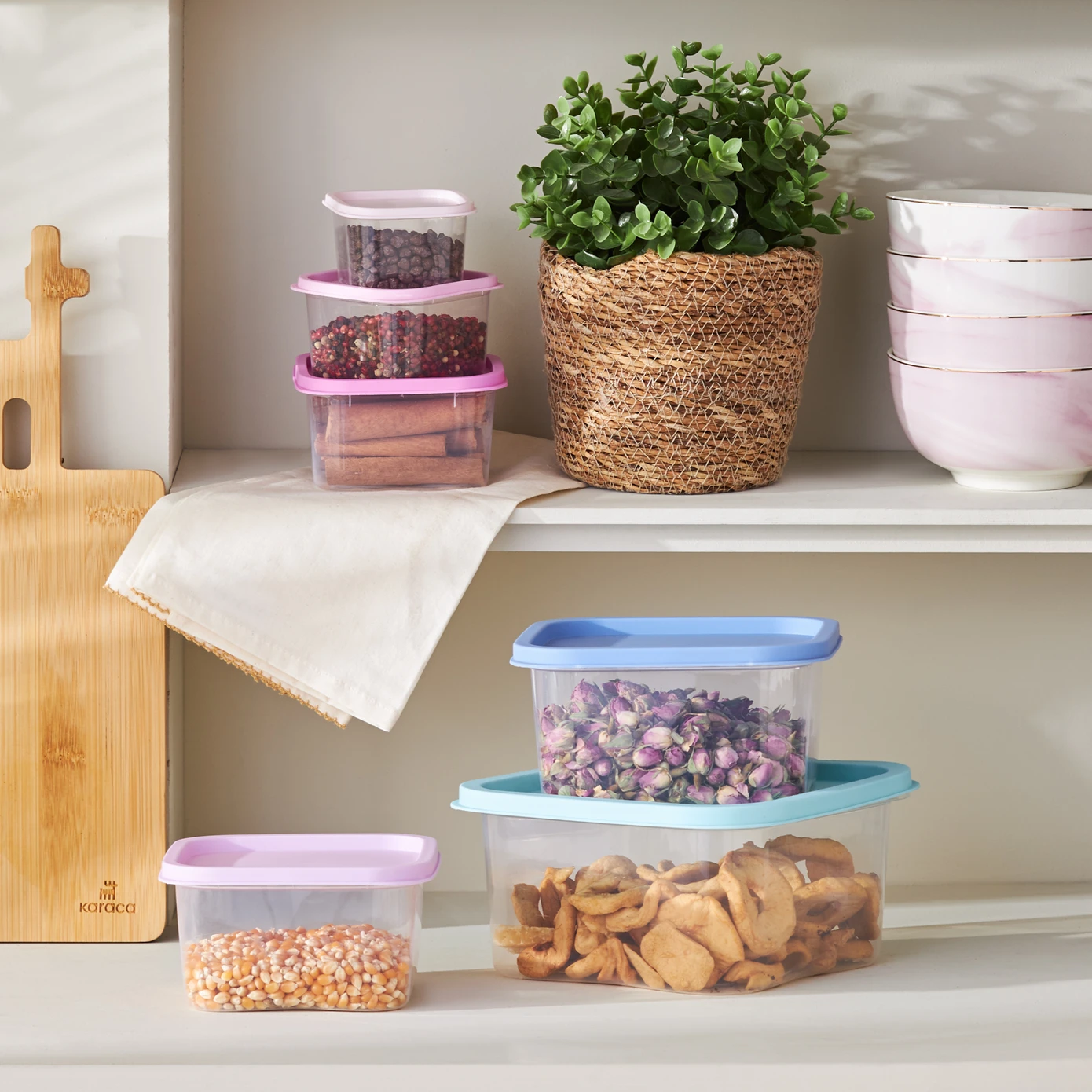 [153.03.06.7274] KARACA DORA PURPLE 6 PIECES STORAGE CONTAINER