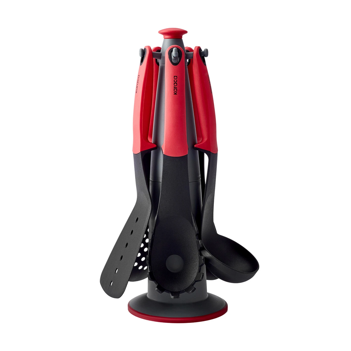 [153.03.06.9528] KARACA DAVE RED 6 PIECE SERVICE SET WITH STAND