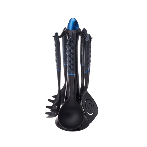 [153.03.06.8341] KARACA DIAMOND BLUE 6 PIECE STAND SERVICE SET