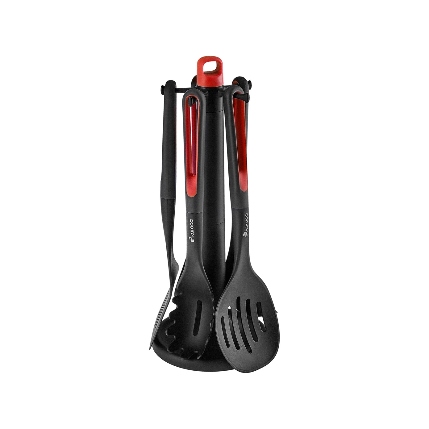 [153.03.08.4384] KARACA MARCO RED 6 PIECE SERVICE SET WITH STAND
