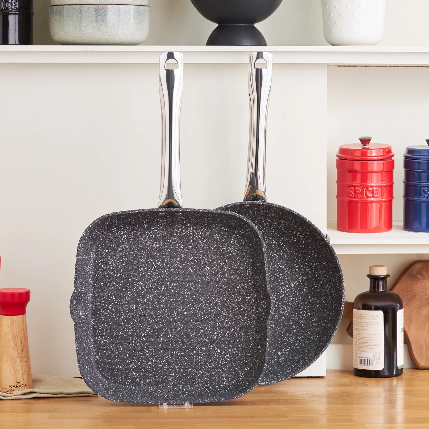 [153.09.01.1645] KARACA BIOGRANITE NAVY STONE WOK-GRILL SET