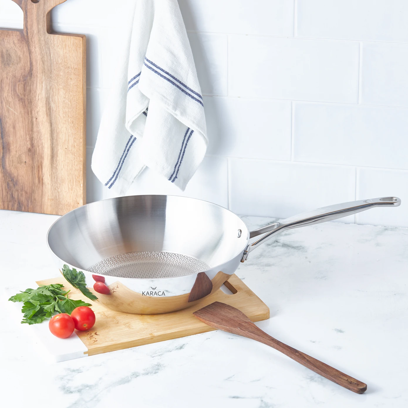 [153.03.08.1832] KARACA 3PLY POWER STEEL 316+ 28 CM WOK 2,8 LT WITH HOMECOMB