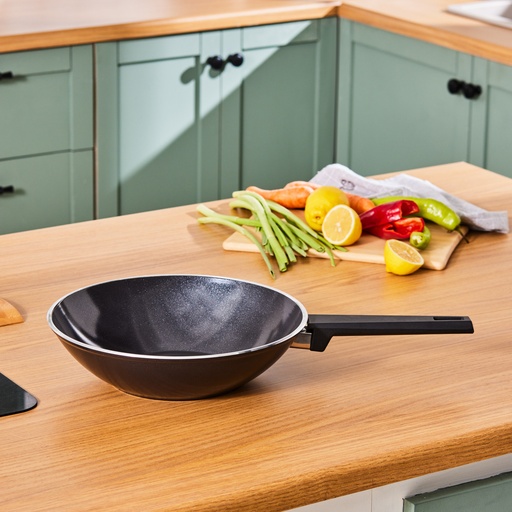[153.09.01.3599] KARACA SWISS CRYSTAL 28 CM WOK PAN BLACK