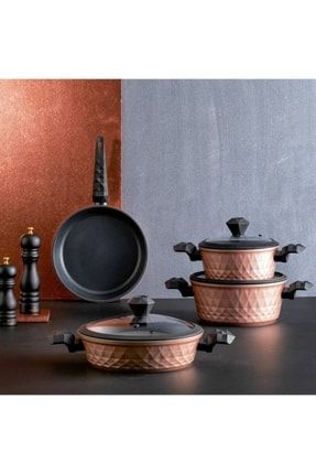 [153.09.01.3740] KARACA BIODIAMOND EXPERT ROSEGOLD 7 PIECE COOKWARE SET