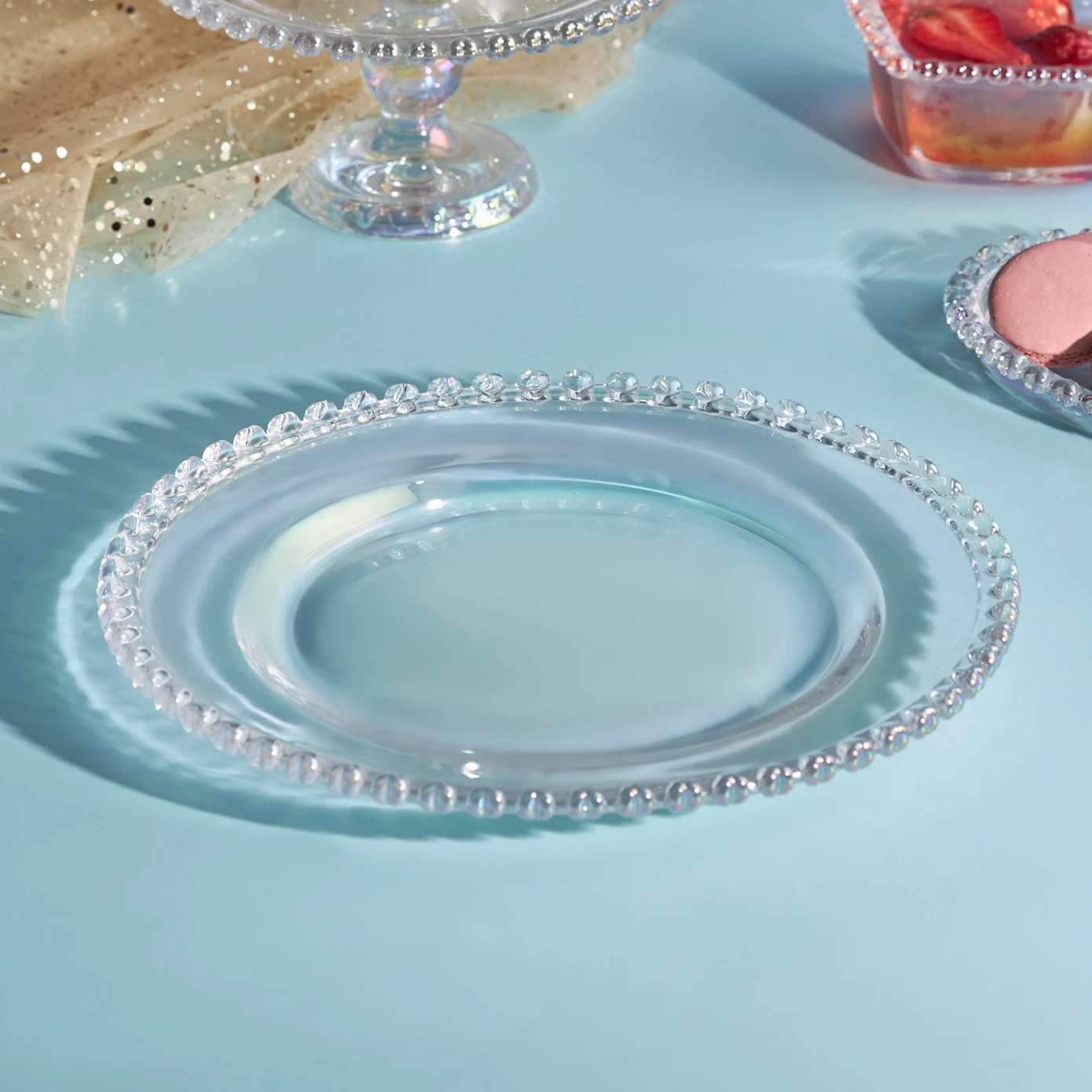 [153.03.06.9911] KARACA RORY GLASS SERVING PLATE 27CM