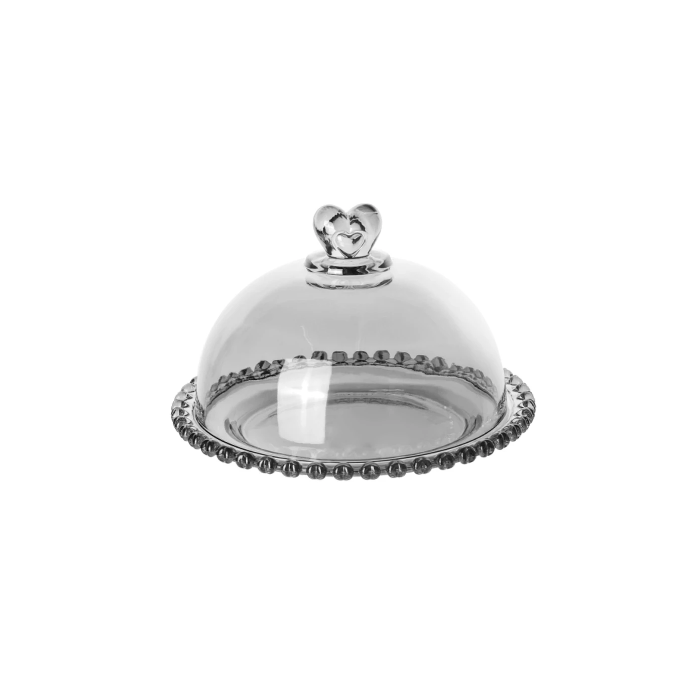[153.09.01.2927] KARACA GLORY ANTHRACITE GLASS CAKE DISH 19CM