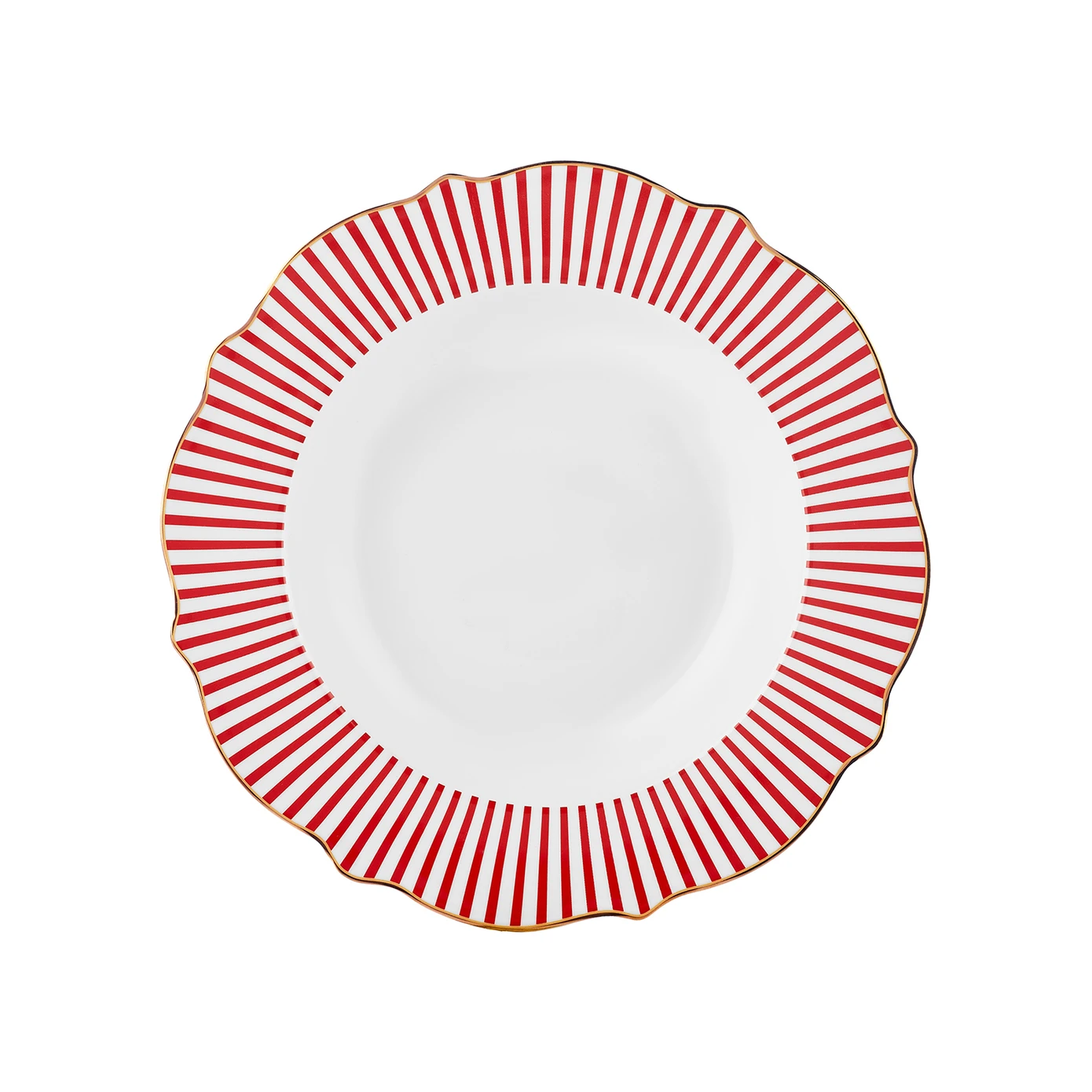 [153.09.01.4358] KARACA NEW ROMANTIC KIRMIZI İNCE ÇİZGİLİ ÇUKUR TABAK 24CM