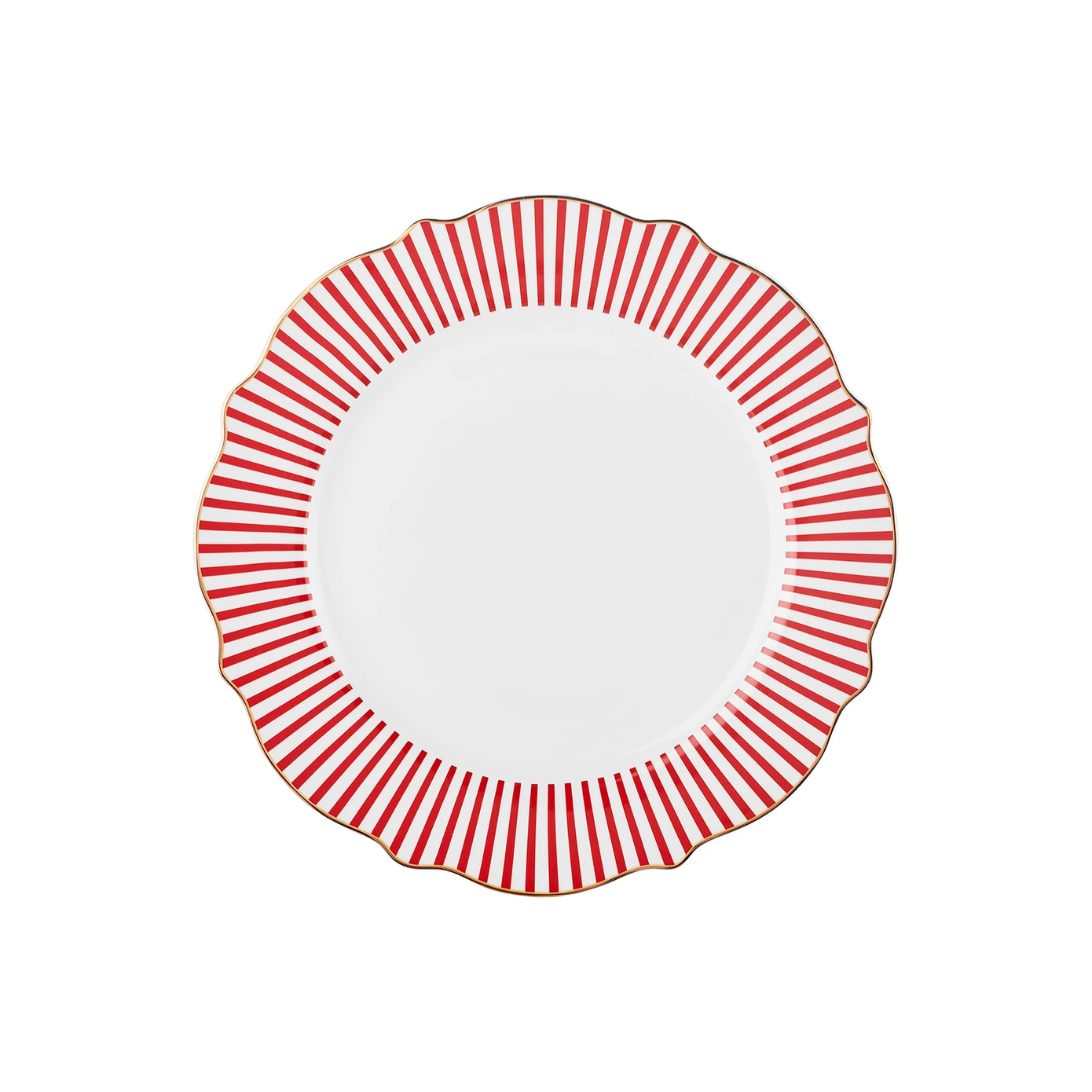 [153.09.01.4364] KARACA NEW ROMANTIC RED THIN STRIPED CAKE PLATE 21CM