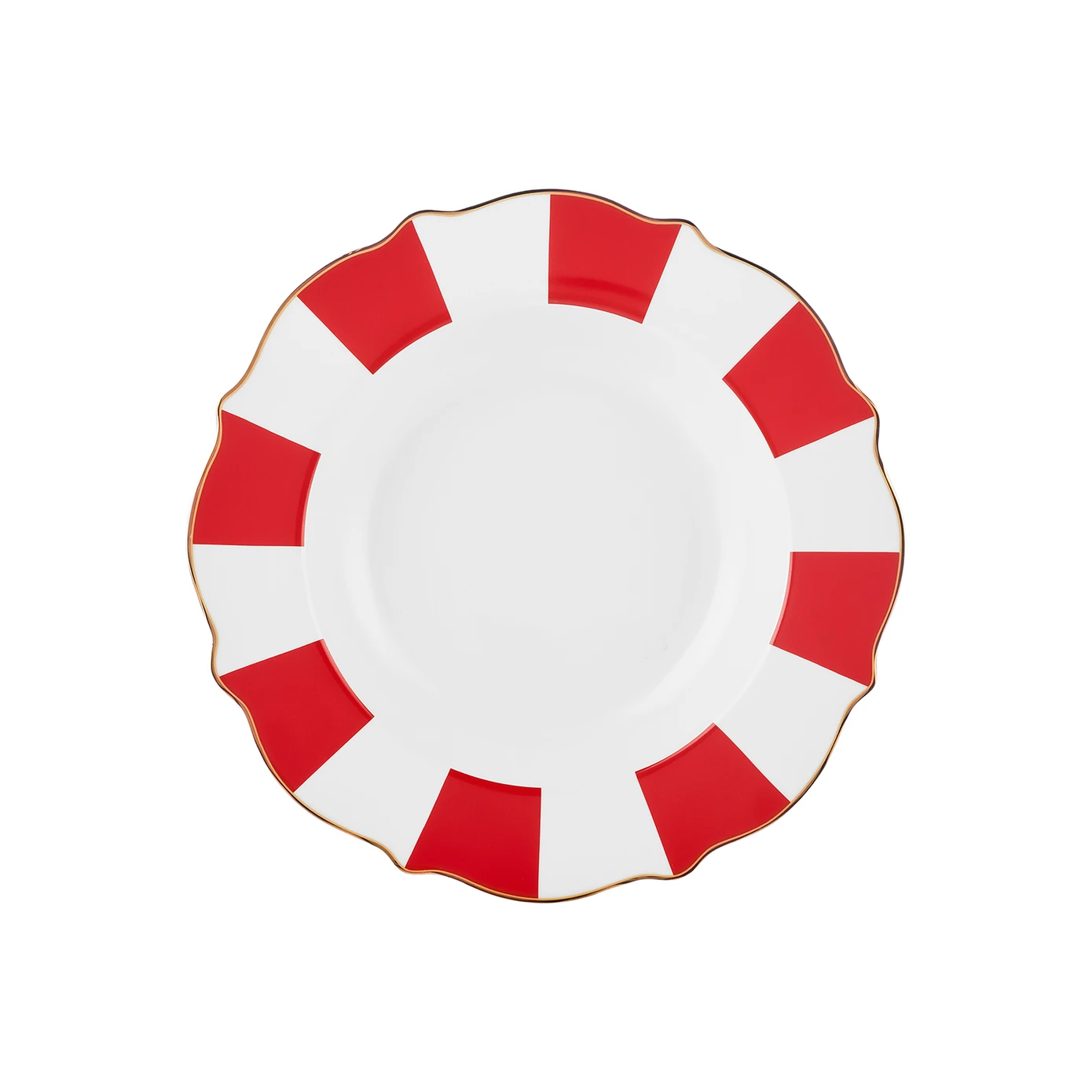 [153.09.01.4357] KARACA NEW ROMANTIC RED THICK STRIPED POWER PLATE 24CM