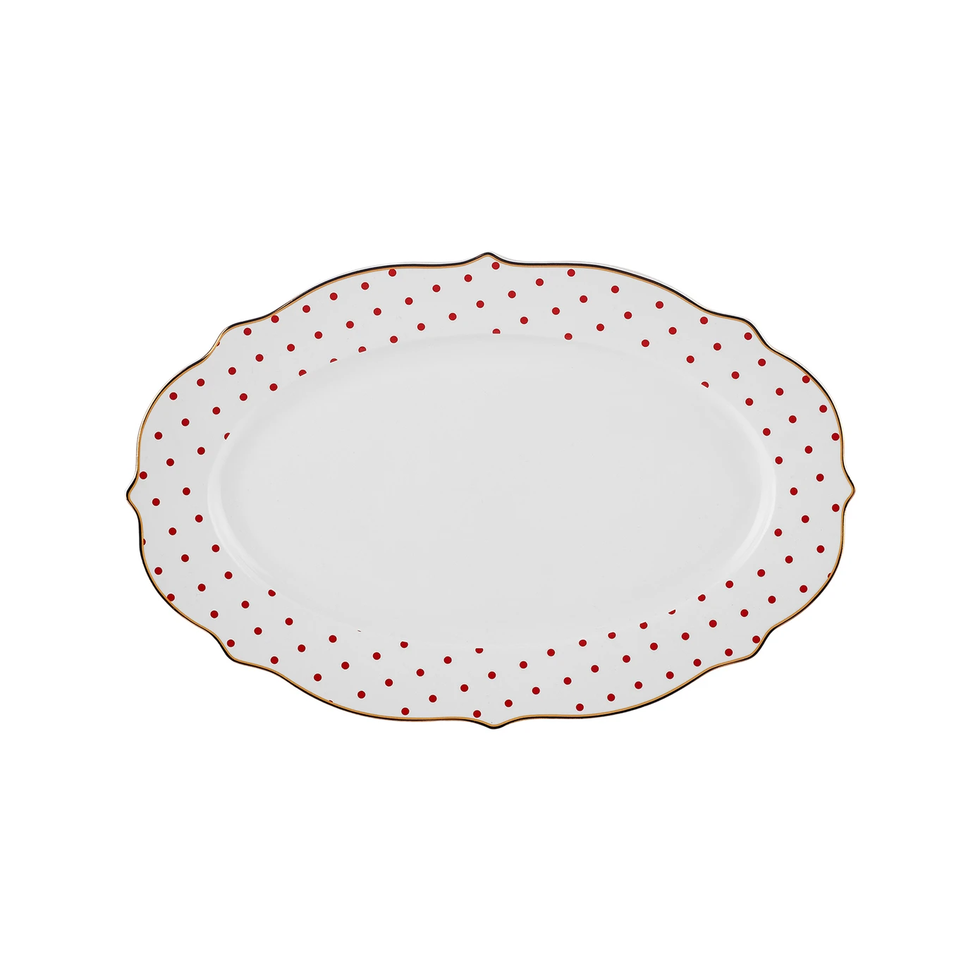 [153.09.01.4397] KARACA NEW ROMANTIC RED POOLKA BOAT PLATE 30CM