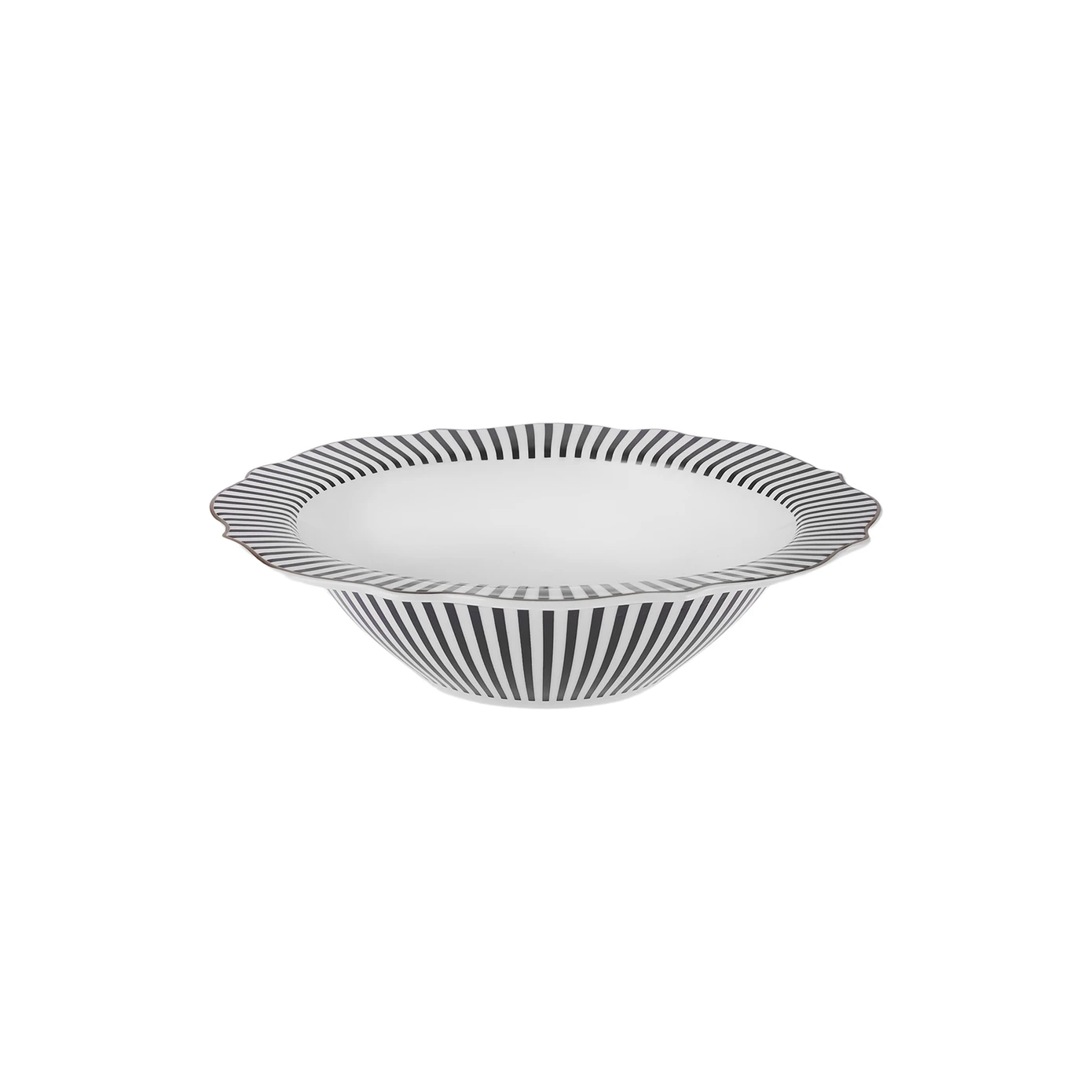 [153.09.01.4373] KARACA NEW ROMANTIC BLACK THIN STRIPED BOWL 17CM