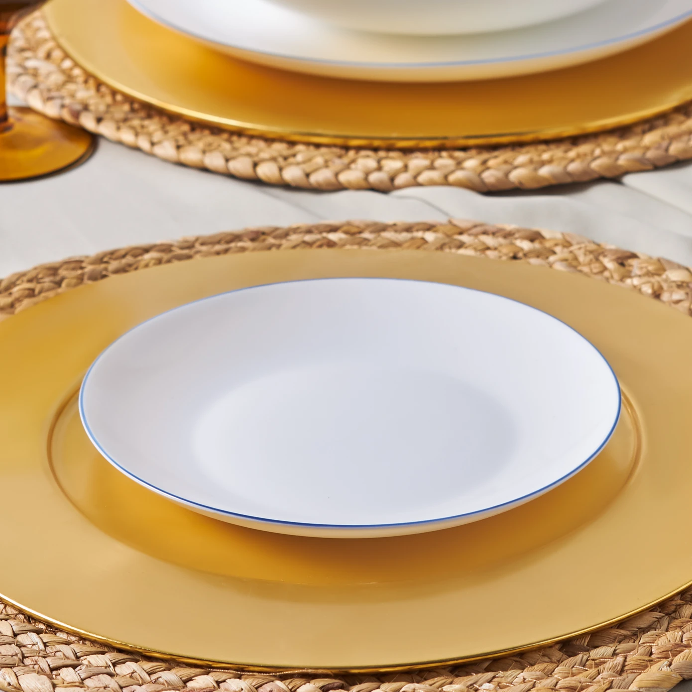 [153.03.06.8941] KARACA MILANO OPAL BLUE RIM CAKE PLATE 19CM