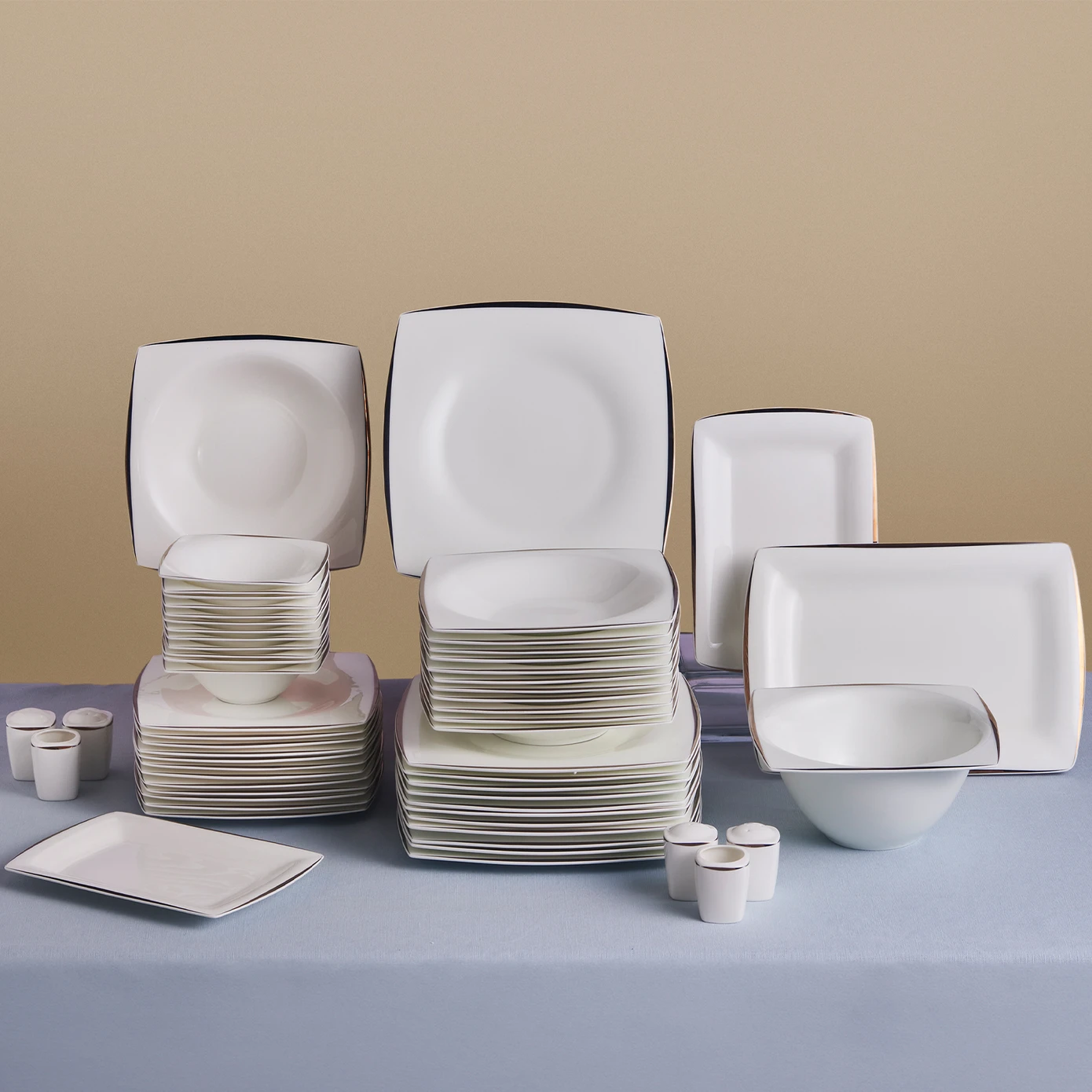 [153.09.01.1970] KARACA FINE PEARL NEW AGATE PLATINUM 58 PIECE YMT SQUARE