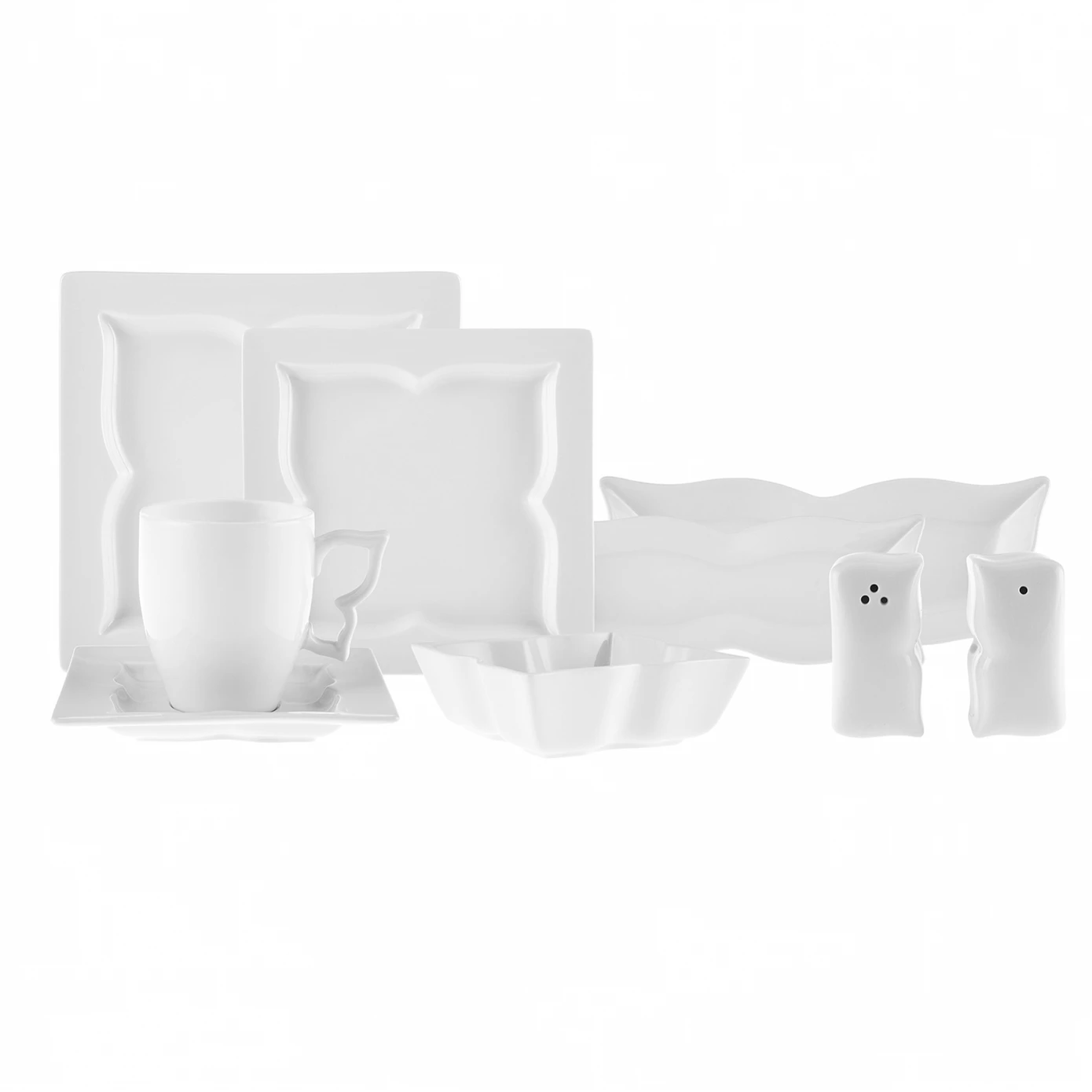 [153.09.01.0596] KARACA WINX WHITE 28 PIECES BREAKFAST SET SQUARE