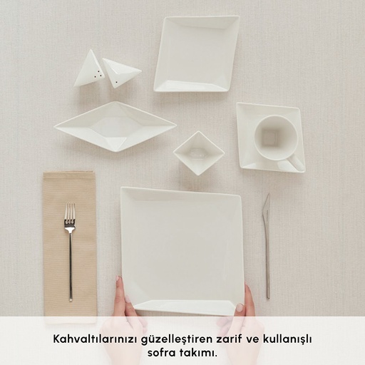 [153.03.08.0607] KARACA ORIGAMI 26 PIECES BREAKFAST SET SQUARE