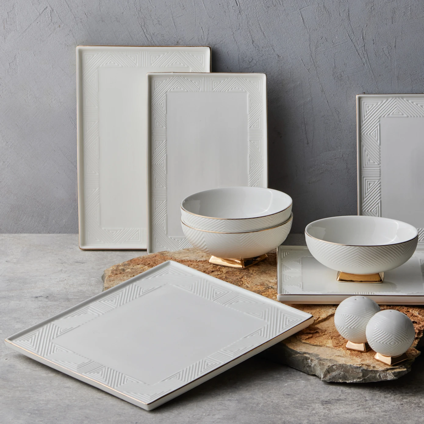 [153.03.06.9132] KARACA ARTDECO 22 PIECE DINNER SET FOR 6 PEOPLE