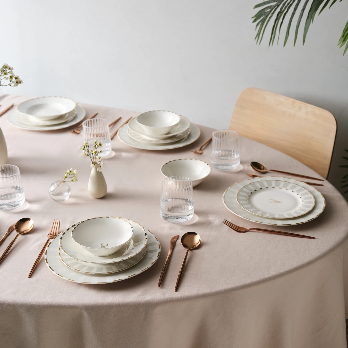 [153.09.01.4404] KARACA ARIES METALIC 24 PIECES PORCELAIN YMT FOR 6 PEOPLE