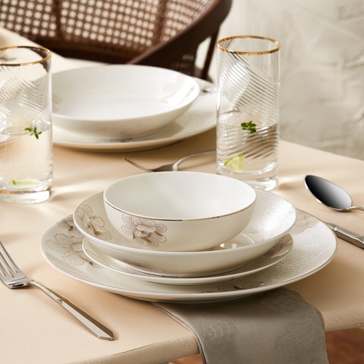 [153.09.01.0584] KARACA CAMELİA 24 PIECES PORCELAIN DINNER SET FOR 6 PEOPLE